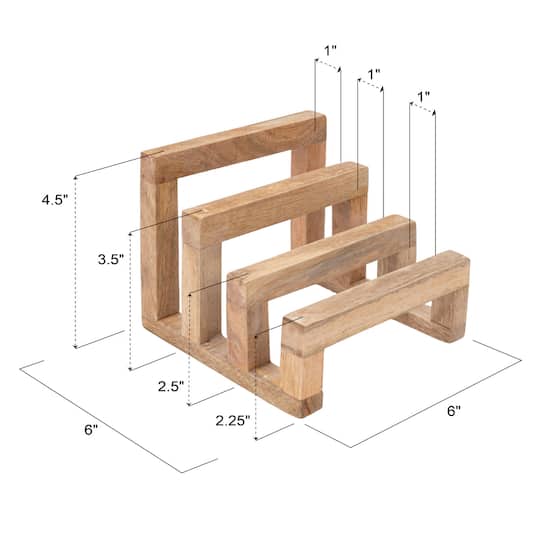 Hello Honey® 6" Natural 3 Section Mango Wood Cutting Board Stand